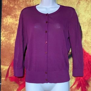 ANN TAYLOR-woman’s violet long sleeve lightweight button cardigan sweater